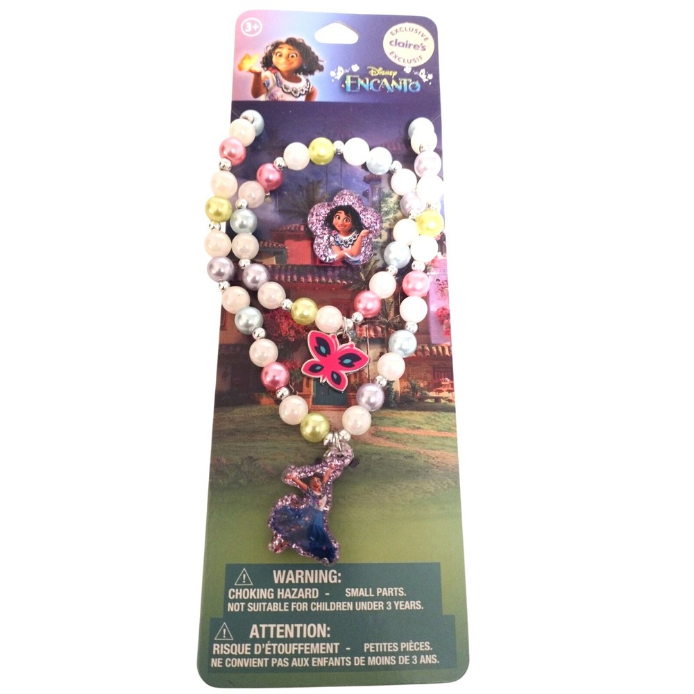 Disney Claire's Encanto Mirabel Jewelry Set Necklace Bracelet Ring Pastel Pearl